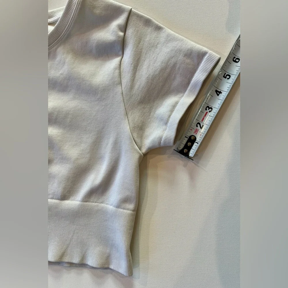 Aerie Offline Classic White Crop Top Medium Nylon Blend Workout Gym Shirt - Picture 9 of 11